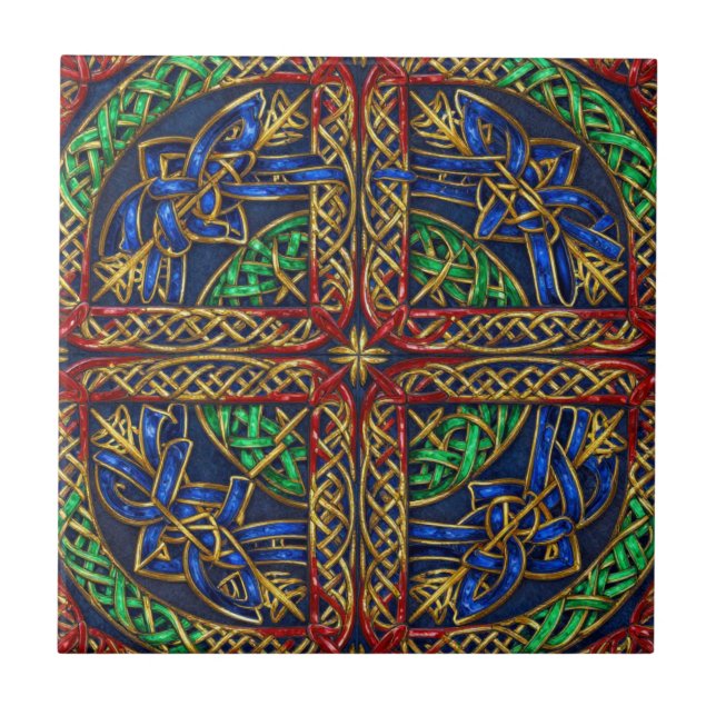 Antique Mediaeval Celtic Knots Ceramic Tile (Front)