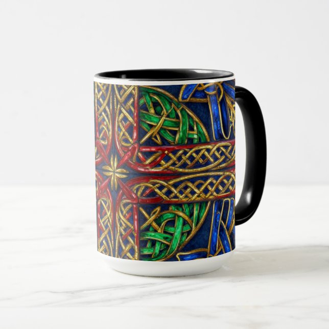 Antique Mediaeval Celtic Knots Mug (Front Right)