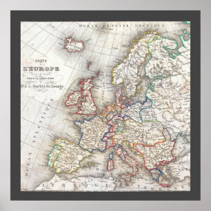 Antique mediaeval historical retro World Map Poster
