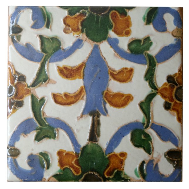 Antique Mediterranean Ceramic Tile (Front)