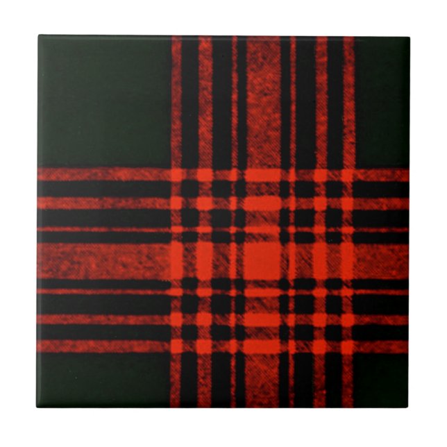 Antique Menzies Hunting Clan Tartan Scottish Plaid Ceramic Tile (Front)