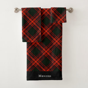 Antique Menzies Hunting Tartan Plaid Bath Towel Set