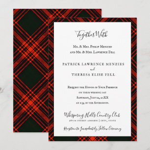 Antique Menzies Red Clan Tartan Scottish Plaid Invitation