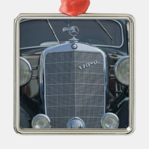 antique mercedes 2 metal ornament