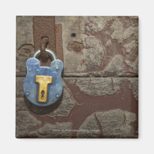 Antique Metal Lock on Stone Wall Magnet