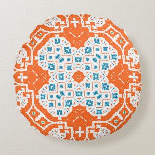 Antique mexican talavera ceramic. Vintage seamless Round Cushion