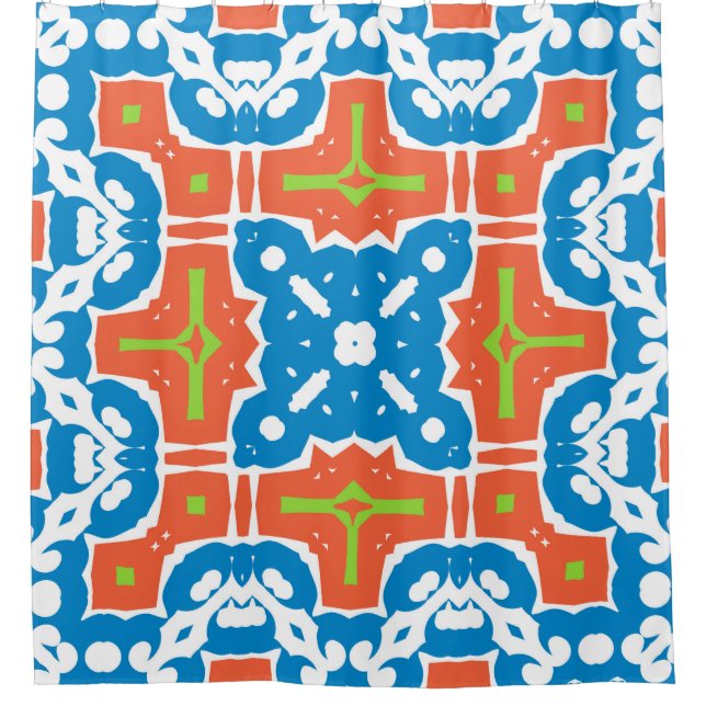 Antique mexican talavera ceramic. Vintage seamless Shower Curtain (Front)