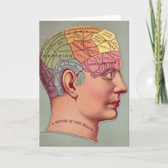 antique Mind Brain Map Phrenology head Card (Front)