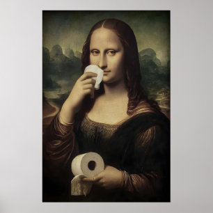 Antique Mona Lisa Toilet Paper Print, Bathroom Poster