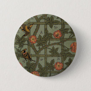 Antique Morris Trellis Wallpaper 6 Cm Round Badge