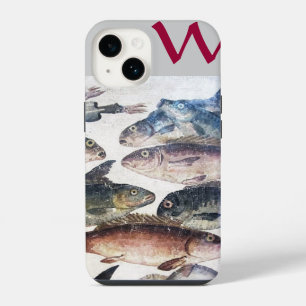 ANTIQUE MOSAIC FISHES,OCEAN SEA LIFE MONOGRAM iPhone CASE