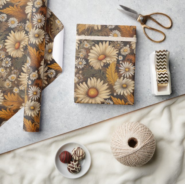 Antique mums and daisies wrapping paper (Crafts)