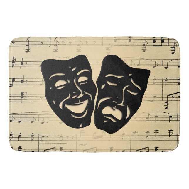 Antique Music and Theatre Masks Bath Mat (Front)