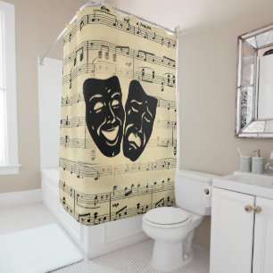 Antique Music and Theatre Masks Shower Curtain