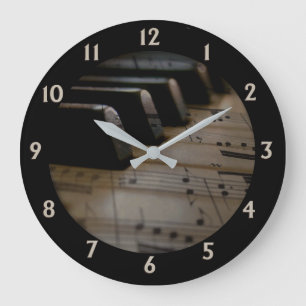 Antique Music Piano Keys Large Clock