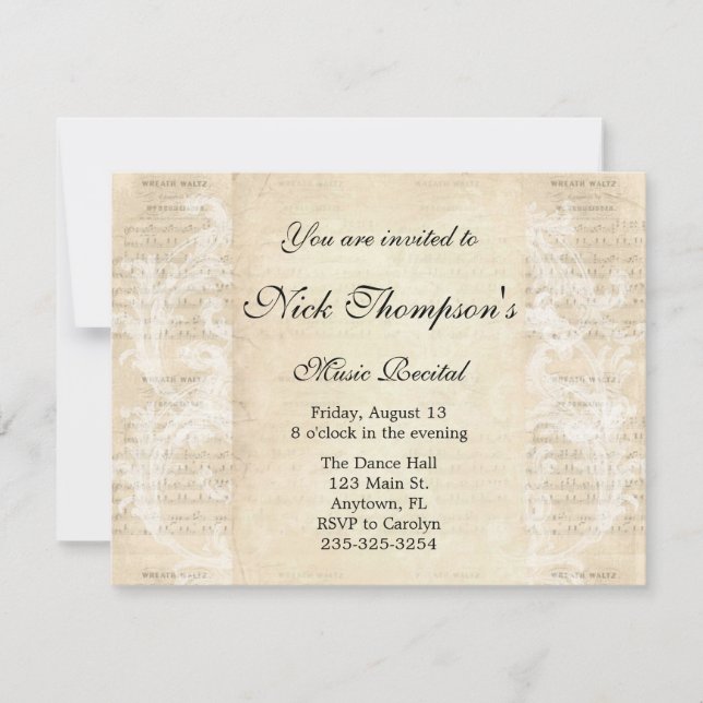 Antique Music Recital Invitation (Front)