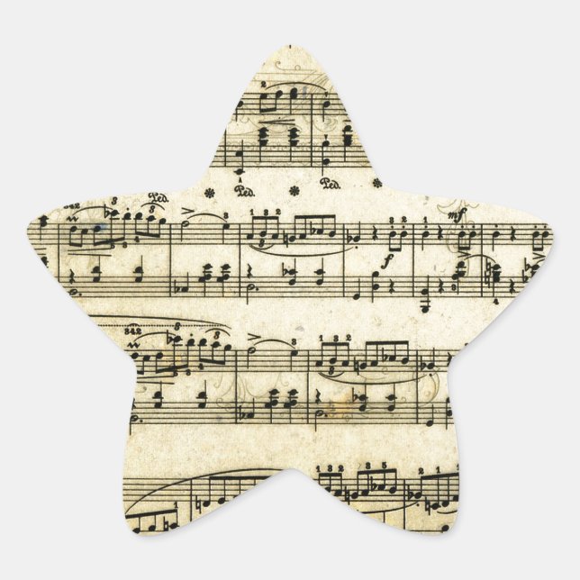 Antique Music Score Sheet Star Sticker (Front)