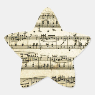 Antique Music Score Sheet Star Sticker