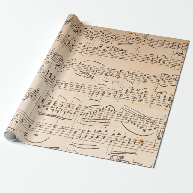 Antique Music Sheet Style 1 Wrapping Paper (Unrolled)