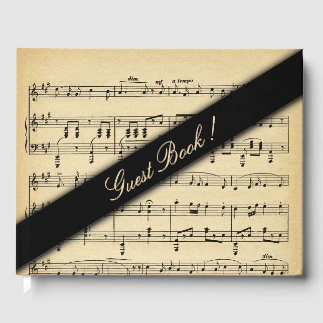 Antique Music Wedding Guest Book (Front)
