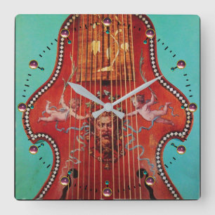 ANTIQUE MUSICAL INSTRUMENTS ,LYRA DA GAMBA Music Square Wall Clock