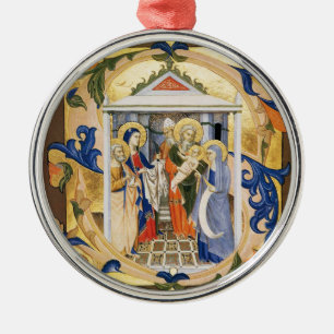 ANTIQUE NATIVITY PARCHMENT METAL ORNAMENT