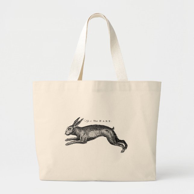 Antique Natural History Art The Hare Large Tote Bag (Front)