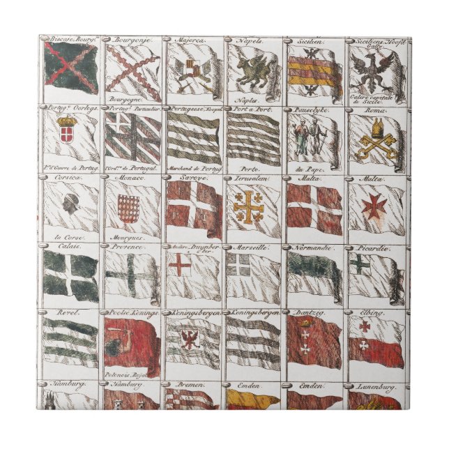 Antique Nautical Flags of the World Poster Ceramic Tile (Front)