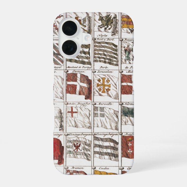 Antique Nautical Flags of the World Poster iPhone 16 Case (Back)