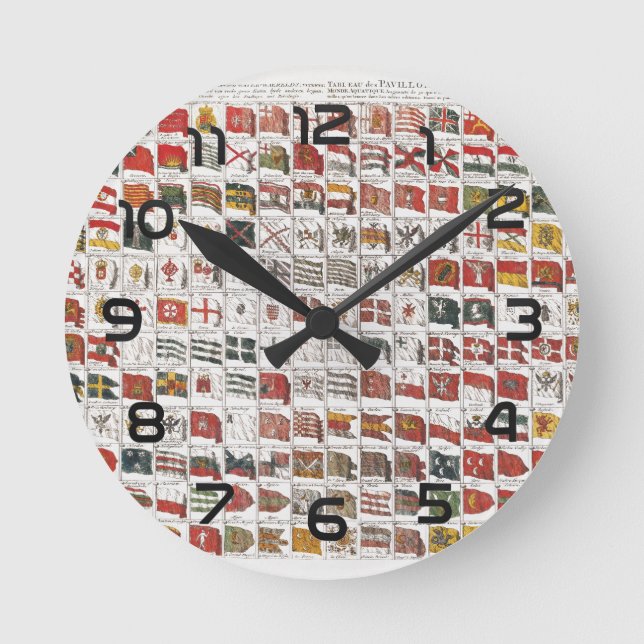 Antique Nautical Flags of the World Poster Round Clock (Front)