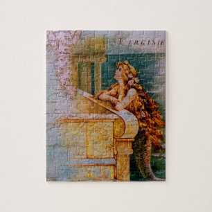 Antique Nautical Map & Mermaid Jigsaw Puzzle