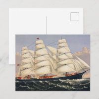Antique Nautical Sailing Ship Currier & Ives