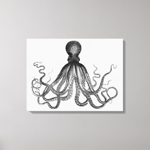 Antique Nautical Steampunk Octopus Vintage Kraken Canvas Print