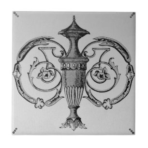 Antique Neoclassical Urn Transferware Repro Ceramic Tile