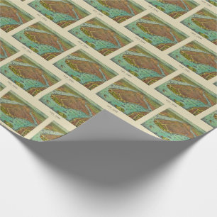 Antique New York City Bird's Eye View Map Wrapping Paper