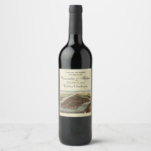 Antique New York City Map #2 Distressed BG B Wine Label