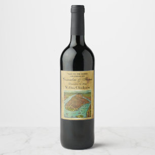 Antique New York City Map Distressed BG Wine Label
