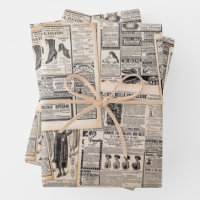 Antique Newspaper Advertisement Sheets Decoupage