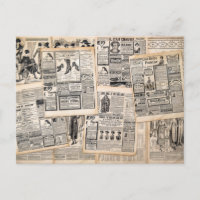 Antique Newspaper Advertisement Sheets Decoupage