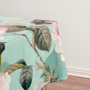 Antique Nostalgic Redouté Roses Pattern mint Tablecloth