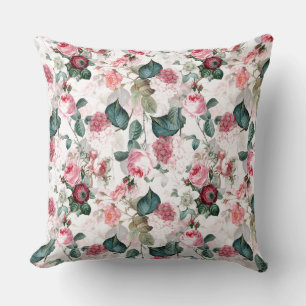 Antique Nostalgic Redouté Roses Pattern pink Cushion