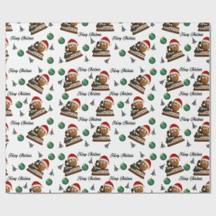 Antique Nut With Retro Phone Christmas Pattern Wrapping Paper