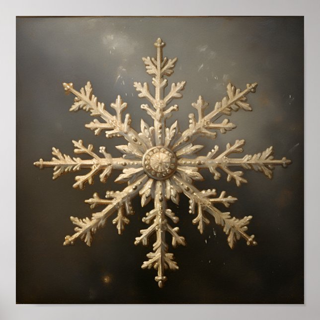 antique oil painting of a snowflake poster (Front)