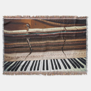 Antique Old Concert Piano Photo Throw Blanket