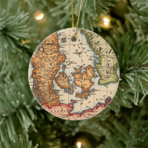 Antique Old Map Inspired (10) Ceramic Ornament