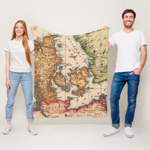 Antique Old Map Inspired (10) Fleece Blanket