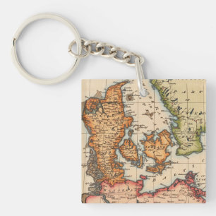 Antique Old Map Inspired (10) Key Ring