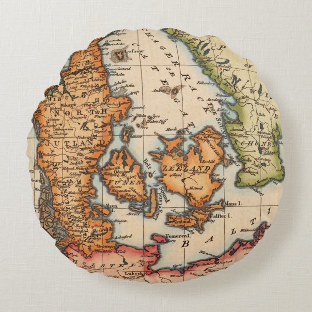 Antique Old Map Inspired (10) Round Cushion (Front)
