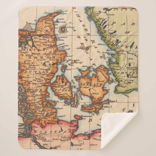 Antique Old Map Inspired (10) Sherpa Blanket (Front)