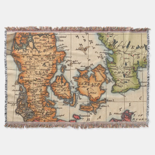 Antique Old Map Inspired (10) Throw Blanket (Front)
